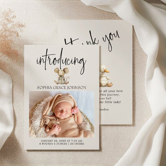 ヴィンテージぬいぐるみ動物ベビーお知らせ 招待状