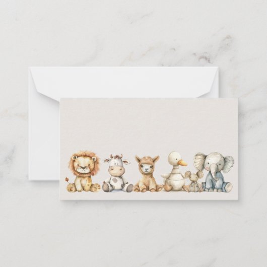 ヴィンテージぬいぐるみ赤ちゃんシャワー育児のヒント ノートカード (裏面)