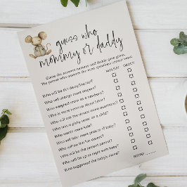 ヴィンテージぬいぐるみ赤ちゃんシャワーmommyパパのゲーム チラシ