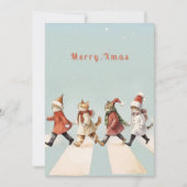 ヴィンテージねこクリスマスグリーティングカード 招待状 (正面)