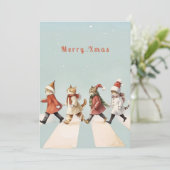 ヴィンテージねこクリスマスグリーティングカード 招待状 (スタンド正面)