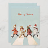 ヴィンテージねこクリスマスグリーティングカード 招待状 (正面/裏面)