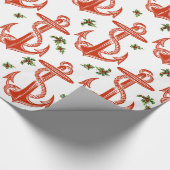 ヴィンテージのいかりの赤いクリスマスの包装紙 ラッピングペーパー (角)