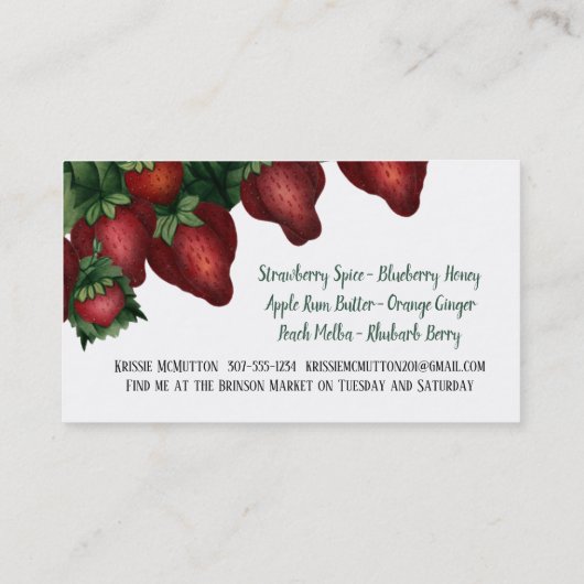ヴィンテージのいちごによっては缶詰になる名刺が家へ帰ります 名刺 (裏面)