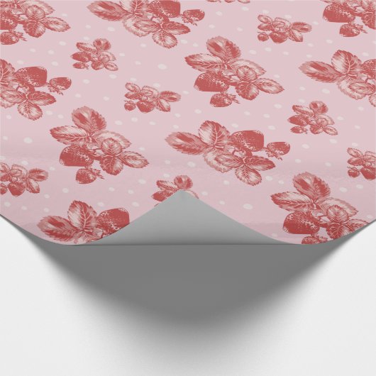 ヴィンテージのいちごのToileパターンギフト用包装紙 ラッピングペーパー (角)