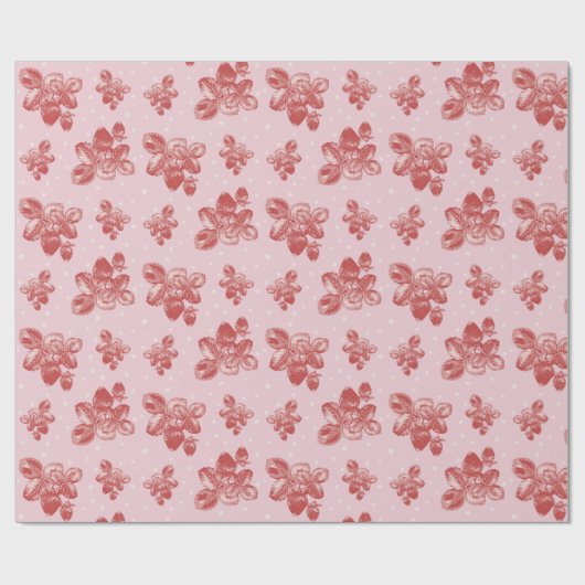 ヴィンテージのいちごのToileパターンギフト用包装紙 ラッピングペーパー (フラット)