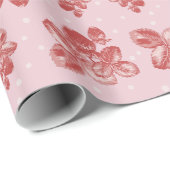 ヴィンテージのいちごのToileパターンギフト用包装紙 ラッピングペーパー (ロールコーナー)