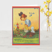 ヴィンテージのおとぎ話のメッセージカード カード (黄色い花)