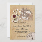 ヴィンテージのおとぎ話の城の後を楽し結婚く 招待状 (正面)