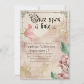 ヴィンテージのおとぎ話をテーマにした城と馬車 招待状 (正面)