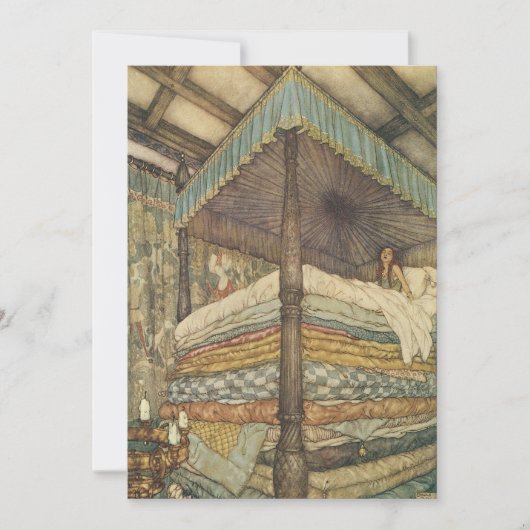 ヴィンテージのおとぎ話、プリンセスとエンドウ豆、エドマンド・ダュラック 招待状 (正面)