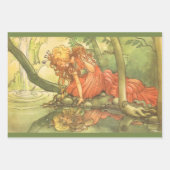 ヴィンテージのおとぎ話、池のフリンセスとカエルの王子 ラッピングペーパーシート (正面3)