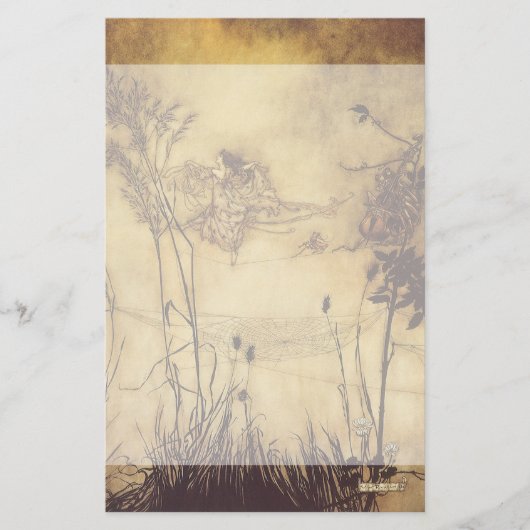 ヴィンテージのおとぎ話、Rackham著妖精の綱渡り 便箋 (正面)