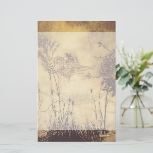 ヴィンテージのおとぎ話、Rackham著妖精の綱渡り 便箋 (スタンド正面)