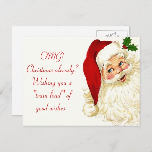 ヴィンテージのおもしろいなサンタクロースの郵便はがき シーズンポストカード (正面/裏面)