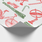 ヴィンテージのおもちゃのクリスマスのギフトの赤い緑の白 ラッピングペーパー (角)