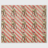 ヴィンテージのお祝いの子鹿のキャンディ・ケーンの包装紙 ラッピングペーパー (フラット)