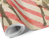 ヴィンテージのお祝いの子鹿のキャンディ・ケーンの包装紙 ラッピングペーパー (ロールコーナー)