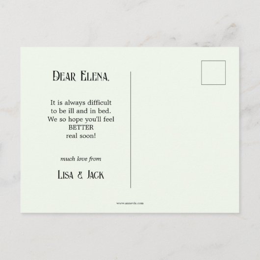 ヴィンテージのお茶とバラが早く元気 ポストカード (裏面)