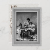 ヴィンテージのお茶パーティー インビテーションポストカード (正面/裏面)