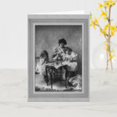 ヴィンテージのお茶パーティー カード (黄色い花)