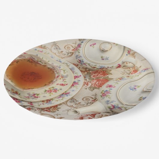 ヴィンテージのお茶会の使い捨て可能な紙皿 ペーパープレート (アングル)