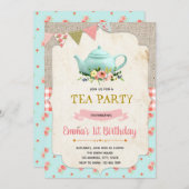 ヴィンテージのお茶会の誕生日の招待 招待状 (正面/裏面)