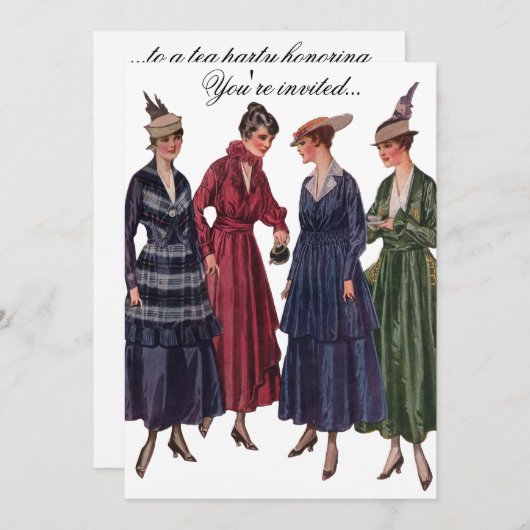 ヴィンテージのお茶会 招待状 (正面/裏面)
