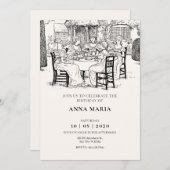 ヴィンテージのお茶 招待状 (正面/裏面)