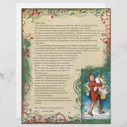 ヴィンテージのお買い物客のクリスマスレター (正面/裏面)