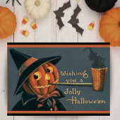 ヴィンテージのかぼちゃの魔女とパイプのカスタムハロウィン シーズンカード
