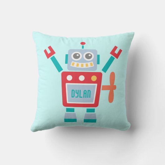 ヴィンテージのかわいいロボットおもちゃの子供へ部屋 クッション (裏面)