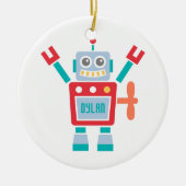 ヴィンテージのかわいいロボットおもちゃの子供へ部屋 セラミックオーナメント (正面)