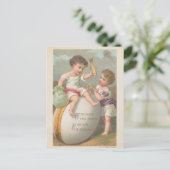 ヴィンテージのかわいい小遊児の卵賛美焼き器  シーズンポストカード (スタンド正面)