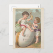 ヴィンテージのかわいい小遊児の卵賛美焼き器  シーズンポストカード (正面/裏面)