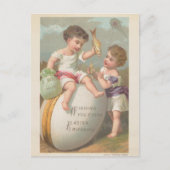 ヴィンテージのかわいい小遊児の卵賛美焼き器  シーズンポストカード (正面)