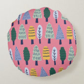 ヴィンテージのかわいい松の木の継ぎ目のない模様 ラウンドクッション (裏面)