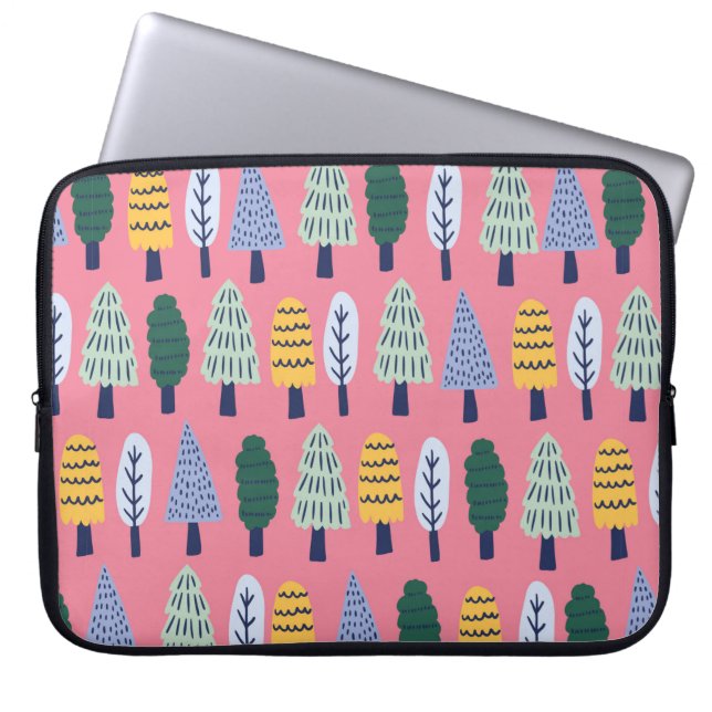 ヴィンテージのかわいい松の木の継ぎ目のない模様 ラップトップスリーブ (正面)