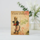 ヴィンテージのかわいい格好の帽子と傘 ポストカード (スタンド正面)