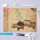 ヴィンテージのかわいい格好の帽子と傘 薄葉紙 (クラフト)