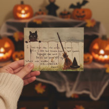 ヴィンテージのかわいい猫覗きハロウィン葉書