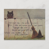 ヴィンテージのかわいい猫覗きハロウィン葉書 ポストカード (正面)