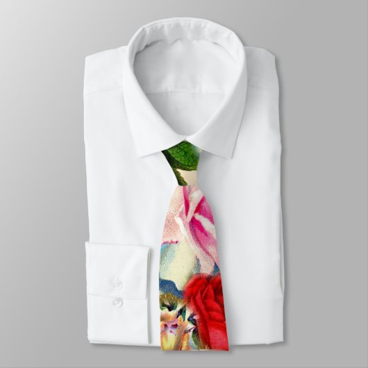 ヴィンテージのかわいらしくシックな花のバラ園のコラージュ ネクタイ (タイ)