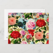 ヴィンテージのかわいらしくシックな花のバラ園のコラージュ ポストカード (正面/裏面)