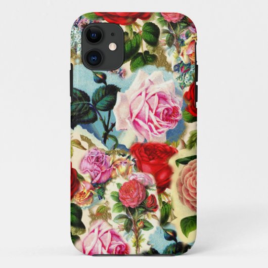 ヴィンテージのかわいらしくシックな花のバラ園のコラージュ Case-Mate iPhoneケース (裏面)