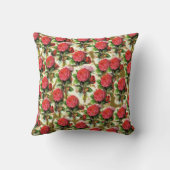 ヴィンテージのかわいらしくシックな赤いバラの壁紙のコラージュ クッション (裏面)