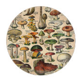 ヴィンテージのきのこのイラストレーションのガラスまな板 カッティングボード (正面)