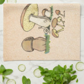 ヴィンテージのきのこのプリント キッチンタオル (折り畳み)