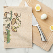 ヴィンテージのきのこのプリント キッチンタオル (四つ折り)