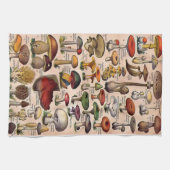 ヴィンテージのきのこガイド キッチンタオル (横)